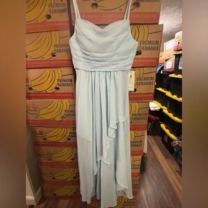 Baby blue fairy prom bridal shower dress ruffle slit front large adjustable 15”